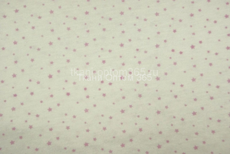  Интерлок с рисунком 40/1  Звездочки розовые на фоне экрю 