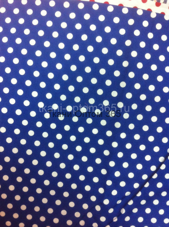 Хлопок принт белый горох на синем 