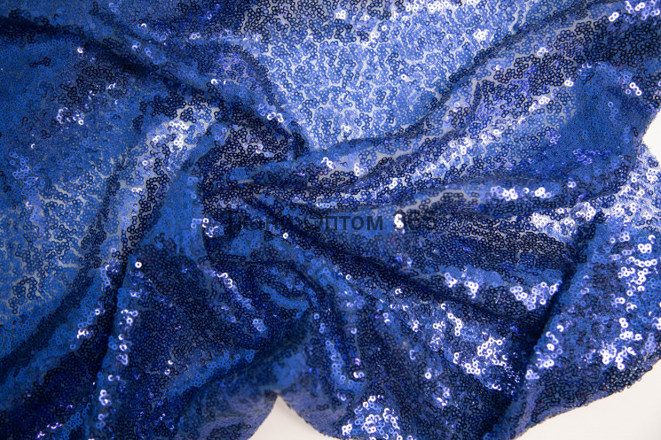 Ткань сетка с пайетками синий-3 