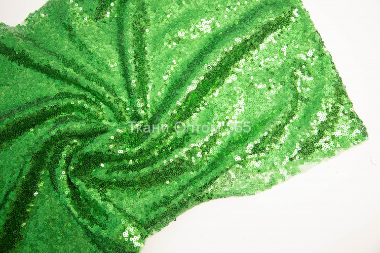 Ткань сетка с пайетками зеленая-7 