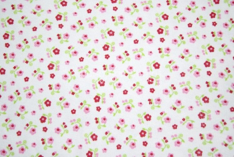  Кашкорсе с рисунком ХБ   Малиновые цветочки на белом фоне 