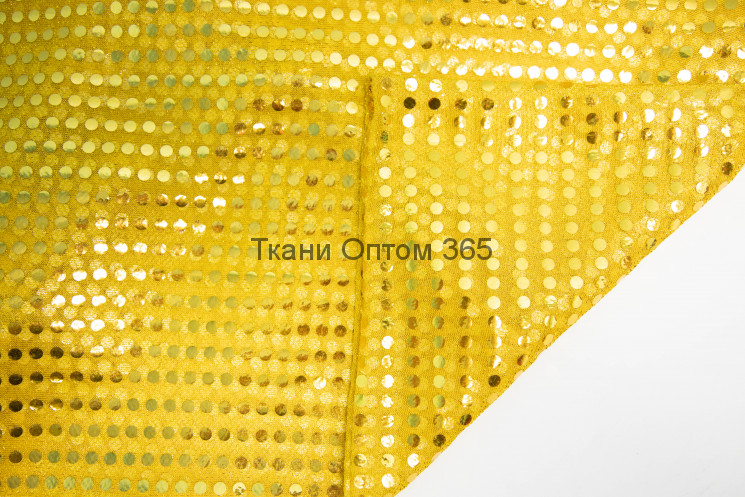 Ткань сетка с пайетками  цвет желтый ( 6мм) 