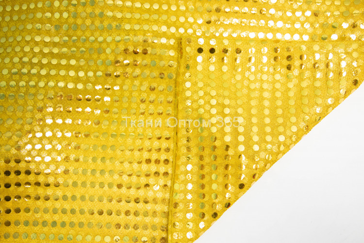 Ткань сетка с пайетками  цвет желтый ( 6мм) 