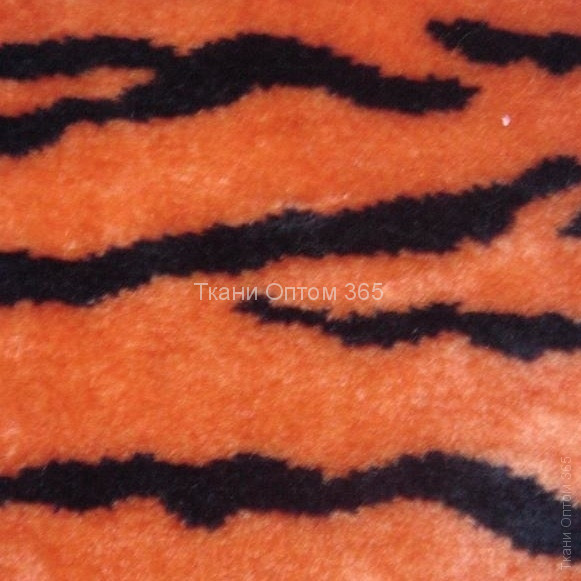 Искусственный мех тигр рыжий+чёрный (14 мм) 