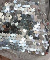 Ткань сетка с пайетками (1.8см) Серебро