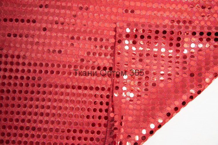 Ткань  сетка с пайетками  цвет красный ( 6мм) 