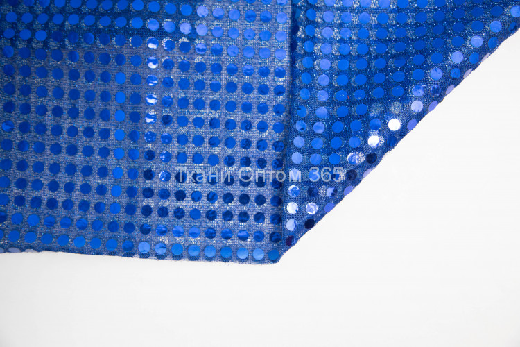 Ткань  сетка с пайетками цвет синий ( 6мм) 