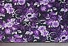 Кулирка набивная рулон  Букет фиолетовых+св.сиреневых цветов на темном фоне в горошек КН-05с2 