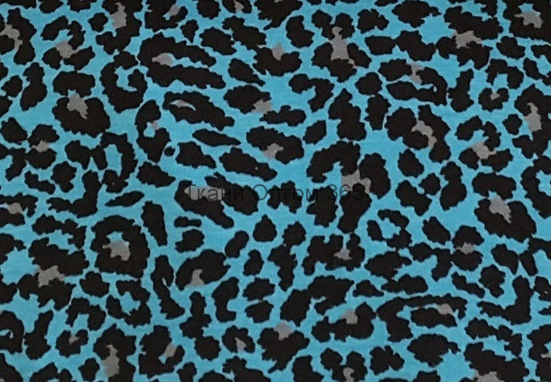 Кулирная гладь леопард на голубом фоне 